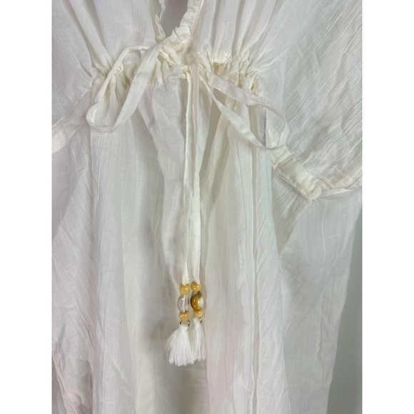 Aerie Women's Beach Coverup Top V‎ Neck Tassel Front White XS NWT - Picture 2 of 8